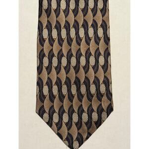 VTG Louis Roth 100% Silk Necktie, Black, Greige / Grays,‎ Beige Art Deco Twists